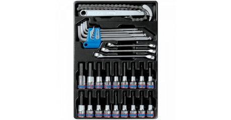 Набор торцевых насадок, шестигранники Г-образные и разрезные ключи, ложемент, 31 предмет KING TONY 9-90131MR