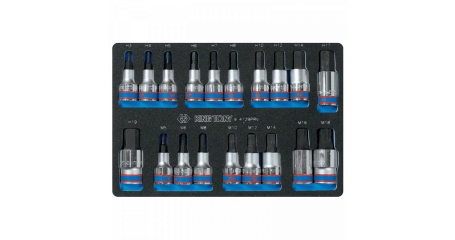 Набор торцевых насадок HEX и SPLINE, ложемент, 19 предметов KING TONY 9-4129PRV