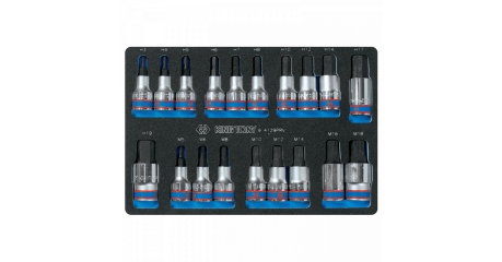 Набор торцевых насадок HEX и SPLINE, ложемент, 19 предметов KING TONY 9-4129PRV