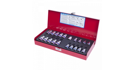 Набор торцевых насадок и головок 1/2" & 3/8" TORX, Е6-Е20, Т10-Т55, 20 предметов KING TONY 7120PR
