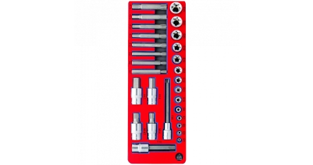 Набор торцевых насадок и головок TORX, ложемент, 28 предметов МАСТАК 5-03428