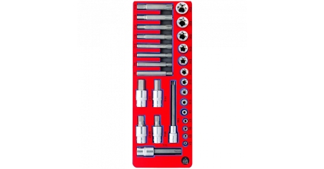 Набор торцевых насадок и головок TORX, ложемент, 28 предметов МАСТАК 5-03428