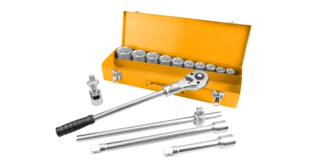 Набор торцевых головок с принадлежностями 3/4" шестигранные 22-50 мм 15 предметов TOLSEN TT15148