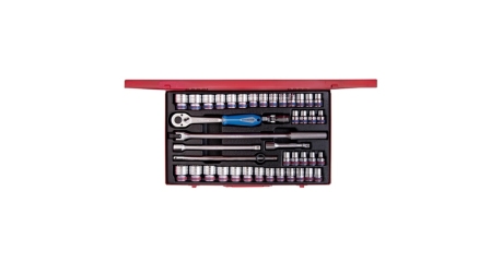 Набор торцевых головок с принадлежностями KING TONY 4042CR02, 1/2", двенадцатигранные, 10-32 мм, 5/16"-1-1/4", 42 предмета