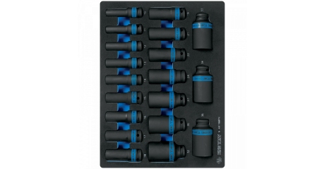 Набор ударных глубоких торцевых головок 1/2", шестигранные, 10-36 мм, ложемент, 19 предметов KING TONY 9-4419MPV