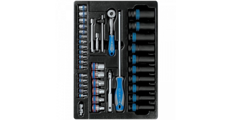 Набор ударных головок 1/2" и торцевых головок 1/4" с принадлежностями, ложемент, 40 предметов KING TONY 9-7540MR