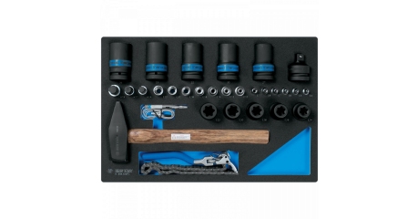 Набор ударных головок 1", головок TORX Е-стандарт, молоток, съемник, тестер, ложемент, 30 предметов KING TONY 9-99430MFV