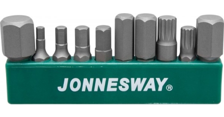 Набор вставок-бит JONNESWAY S04H-D13010S, 1/4’’HDR на пластиковом держателе, HEX, SPLINE, 10 предметов