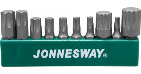 Набор вставок-бит JONNESWAY S04H-D23010S, 1/4’’HDR на пластиковом держателе, TORX, SPLINE, 10 предметов