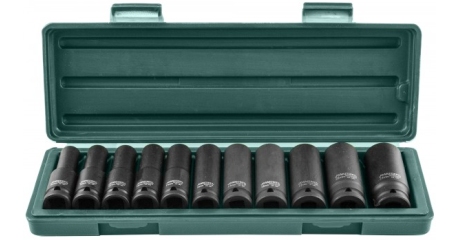 Набор головок торцевых ударных глубоких JONNESWAY S03AD4111S (1/2";DR 10-24 мм, 11 предметов)