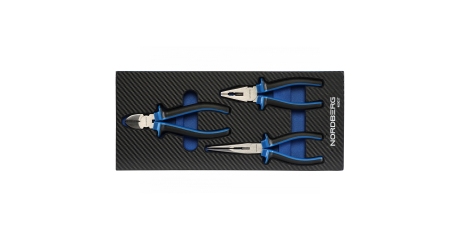 Набор шарнирно-губцевого инструмента NORDBERG 40003T, 3 предмета в ложементе для тележки