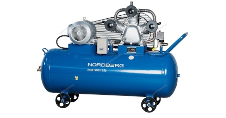 NORDBERG Компрессор NCE300/1150 3-х поршн., ременной, чугунная головка, 380В, ресивер 300л, 1150л/мин