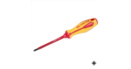 Отвертка крестовая Pozidriv №1, 100 мм, диэлектрическая KING TONY 14780104