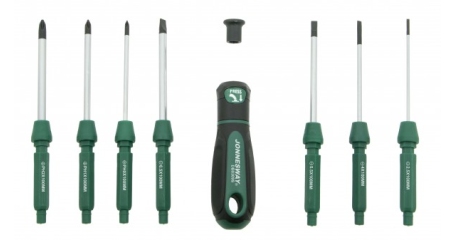 Отвертка со сменными стрежнями в наборе, 9 предметов
