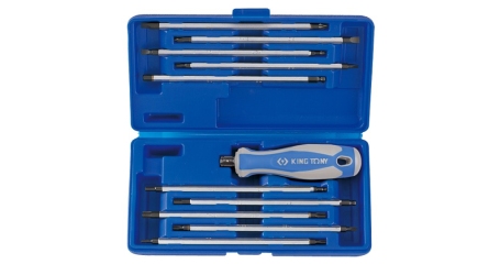 Отвертка со сменными вставками (битами) KING TONY 32518MR, 11 предметов