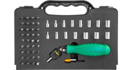 Отверточная рукоятка трещоточная в наборе JONNESWAY DR0253S. 53 предмета