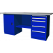 OWB2-15 Верстак с двумя тумбами, тумба с 1 одной дверцей и тумба с 5 ящиками, 1900х686х820 мм