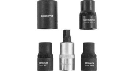 PBCSS5 Набор головок торцевых и насадки со вставкой-битой с пятигранным профилем для обслуживания тормозных механизмов 1/2