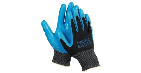 Перчатки полиэфирные NORDBERG NPG1508BB 15 класс черная основа/ синее покрытие