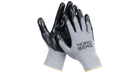 Перчатки полиэфирные NORDBERG NPG1508GB 15 класс серая основа/ черное покрытие