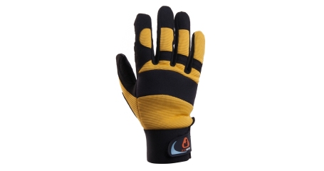 Перчатки виброзащитные из синтетической кожи, р-р 9/L, черно-желтые, JETA SAFETY JAV01-9/L