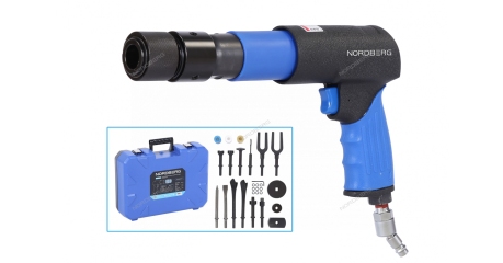 Пневмозубило NORDBERG NP5070K1 (250 мм, с комплектом насадок и быстросъемным держателем в кейсе, 20 предметов)