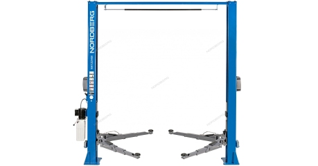 Подъемник 380V 2х стоечный 4 т с верхней синхронизацией (синий) снятие со стопоров с одной колонны NORDBERG N4122HM-4B