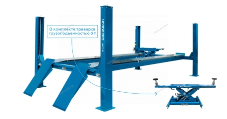 Подъемник четырехстоечный 7 т c ручной траверсой 3 т N434 для сход-развала 380 В синий NORDBERG 4470JB