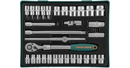 S04H4131SP Набор торцевых головок 1/2"DR с аксессуарами в ложементе 370x370 мм, 31 предмет