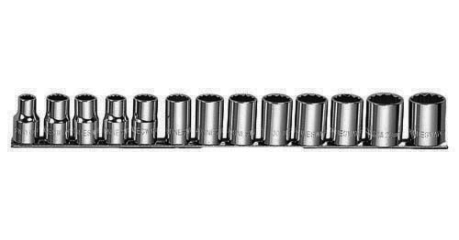 S05H4113S Набор головок торцевых 12-гранных MAXI-DRIVE 1/2"DR на держателе, 10-24 мм, 13 предметов