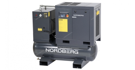 Компрессор винтовой NORDBERG NCF10RD, 7,5 кВт, 10 бар, 960 л/мин, ресивер 300 л, с частот. преобраз., осушитель