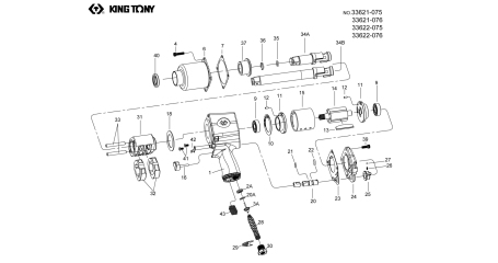 Ремкомплект для гайковерта 33621-075, прокладка бумажная задней крышки KING TONY 33621-B23