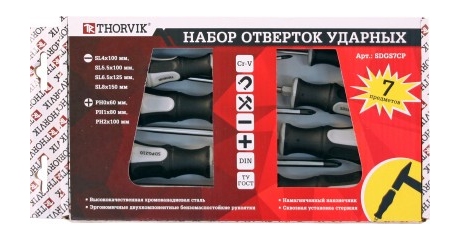 Набор отверток ударных Thorvik SDGS7CP (7 предметов)