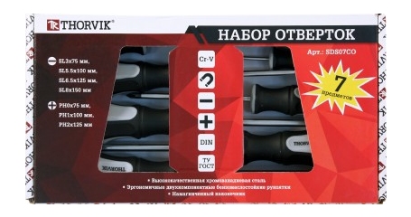 Набор отверток стержневых Thorvik SDS07CO (7 предметов)