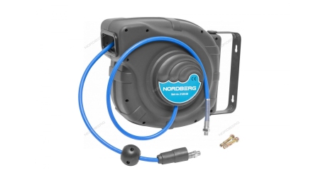 Шланг воздушный на катушке ПУ диаметр 8x12 мм 25+1 м, серый корпус NORDBERG 2125-08G