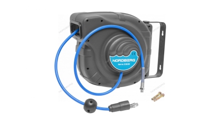 Шланг воздушный на катушке ПУ диаметр 8x12 мм 25+1 м, серый корпус NORDBERG 2125-08G
