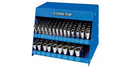 Стенд с глубокими торцевыми головками KING TONY 4566MR, 1/2", 8-32 мм, серия 4235M, 165 предметов