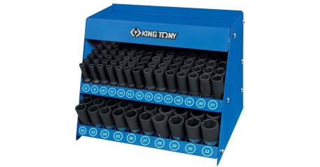 Стенд с ударными глубокими торцевыми головками KING TONY 4466MP, 1/2", 8-32 мм, серия 4435М, 166 предметов