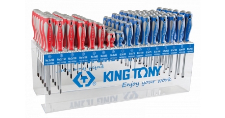 Стенд со стандартными отвертками KING TONY 31416MR, серии 1421, 1422, 96 предметов