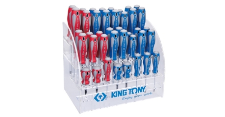 Стенд со стандартными отвертками KING TONY 31427MR, серии 1421, 1422, 1423, 1427, 40 предметов