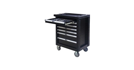 Тележка инструментальная семь выдвижных ящиков, набор инструмента 172 предметов, цвет чёрный.