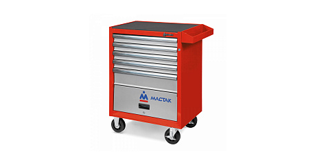 Тележка инструментальная серии «ОПТИМА», 5 полок и отсек, красная МАСТАК 522-05581MR