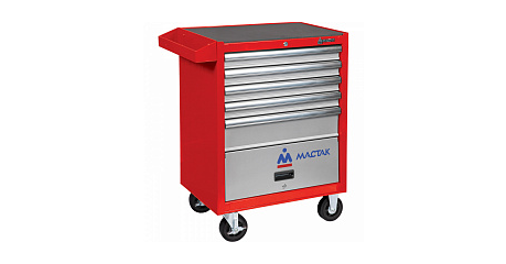 Тележка инструментальная серии «ПРИМА», 5 полок и отсек, красная МАСТАК 522-05581R