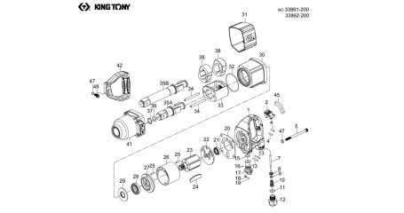 Ремкомплект для гайковертов 33861-200 и 33862-200, боковая рукоятка (42) KING TONY 33861-A42