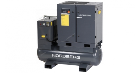 Компрессор винтовой NORDBERG NCF15RD, 11 кВт, 10 бар, 1550 л/мин, ресивер 410 л, с частот. преобраз., осушитель