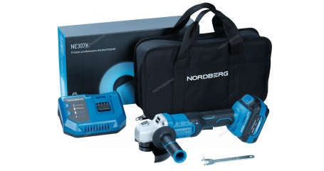 Угловая шлифовальная машинка NORDBERG NE307K, аккумуляторная,  Ø диска 125 мм, 20 В, с аккумулятором и зарядным устройством