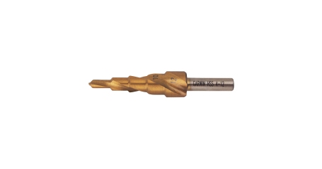 Сверло ступенчатое, GARWIN INDUSTRIAL, 102570-4-12-5 (4,0-12,0 мм), 5 ступеней, HSS, TiN, со спиральной канавкой