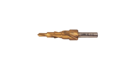 Сверло ступенчатое, GARWIN INDUSTRIAL, 102570-4-12-5 (4,0-12,0 мм), 5 ступеней, HSS, TiN, со спиральной канавкой