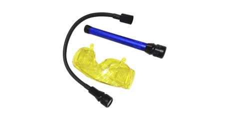 UV-ЛАМПА RK1267 питание 3 батарейки АА, очки,насадка с белым светом 5 LED