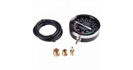 Вакуумметр МАСТАК 120-30003C, от -0,7 до 0,7 бар, комплект адаптеров, 5 предметов